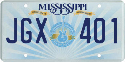 MS license plate JGX401