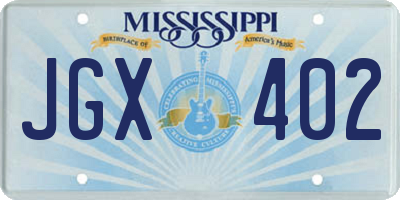 MS license plate JGX402