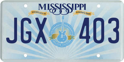 MS license plate JGX403