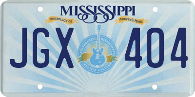 MS license plate JGX404