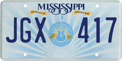 MS license plate JGX417