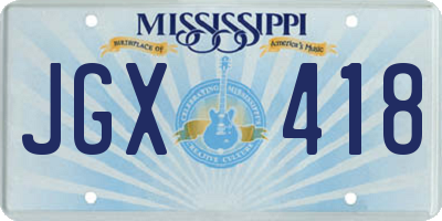 MS license plate JGX418