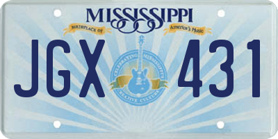 MS license plate JGX431