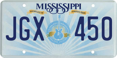 MS license plate JGX450