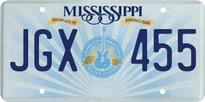 MS license plate JGX455