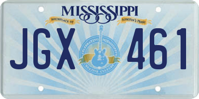 MS license plate JGX461