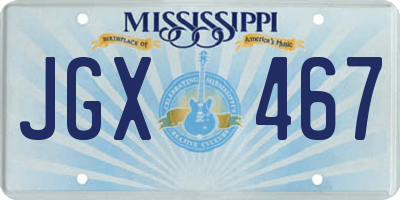 MS license plate JGX467