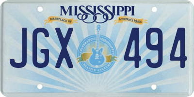 MS license plate JGX494