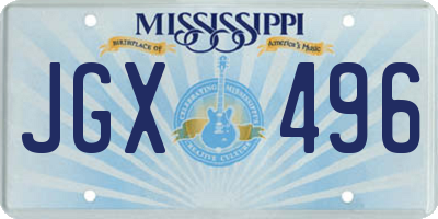 MS license plate JGX496
