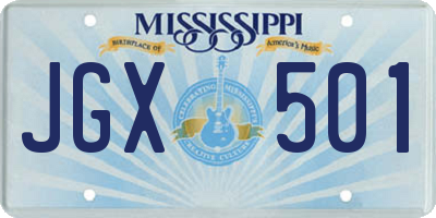 MS license plate JGX501