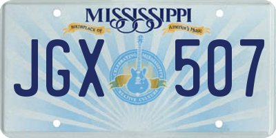 MS license plate JGX507