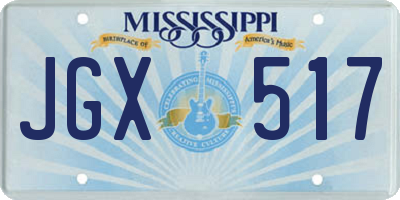 MS license plate JGX517