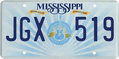 MS license plate JGX519