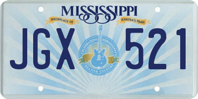 MS license plate JGX521