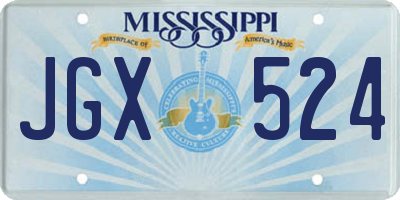 MS license plate JGX524