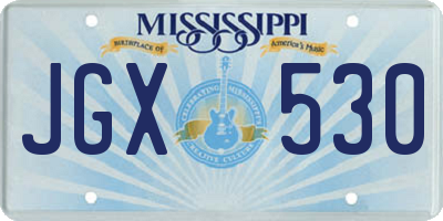 MS license plate JGX530