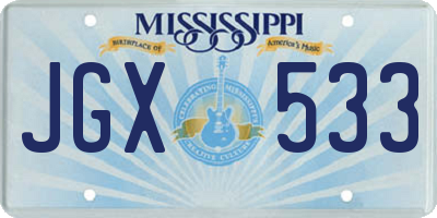 MS license plate JGX533