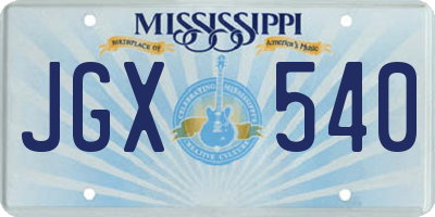 MS license plate JGX540