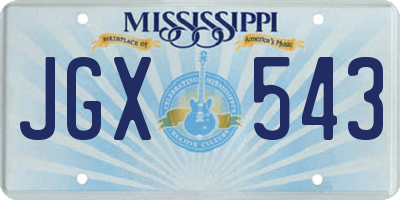 MS license plate JGX543
