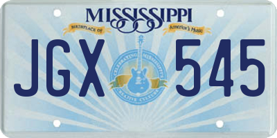 MS license plate JGX545