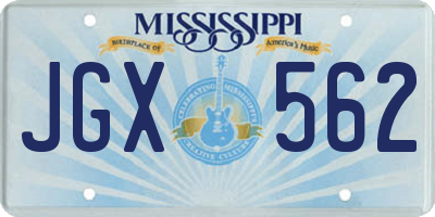 MS license plate JGX562