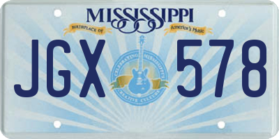MS license plate JGX578
