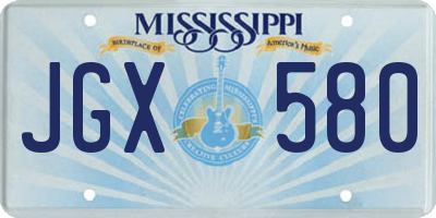 MS license plate JGX580