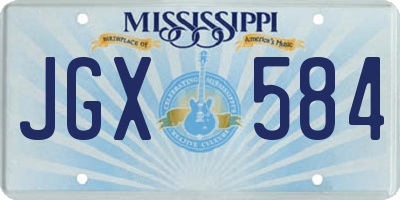 MS license plate JGX584