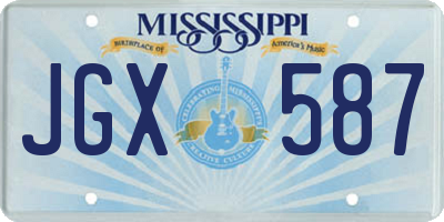 MS license plate JGX587