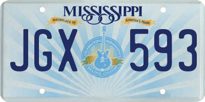 MS license plate JGX593