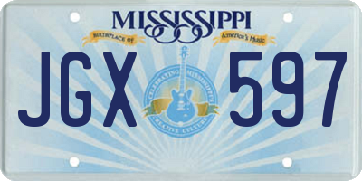 MS license plate JGX597