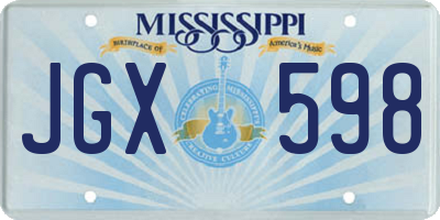 MS license plate JGX598