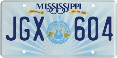 MS license plate JGX604