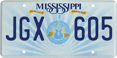 MS license plate JGX605