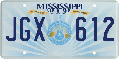 MS license plate JGX612