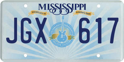 MS license plate JGX617