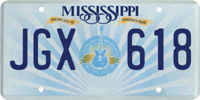 MS license plate JGX618