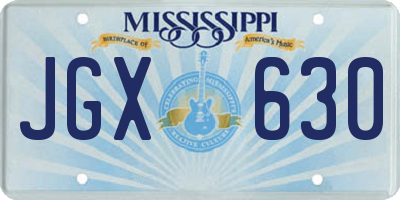 MS license plate JGX630