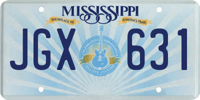 MS license plate JGX631