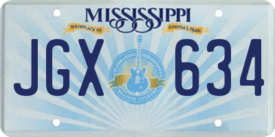MS license plate JGX634