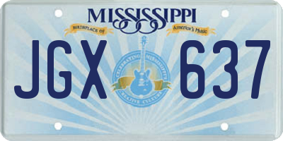 MS license plate JGX637