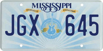 MS license plate JGX645