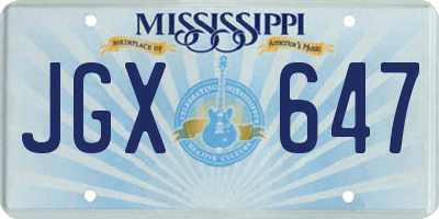 MS license plate JGX647