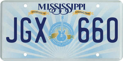 MS license plate JGX660