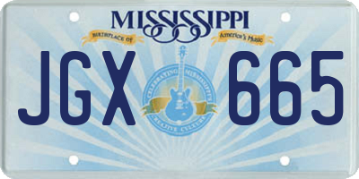 MS license plate JGX665