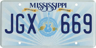 MS license plate JGX669