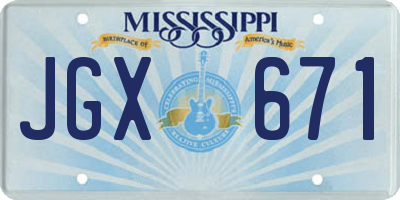 MS license plate JGX671