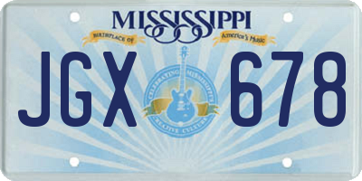 MS license plate JGX678