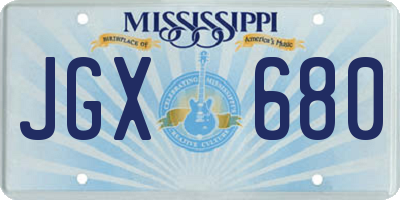 MS license plate JGX680