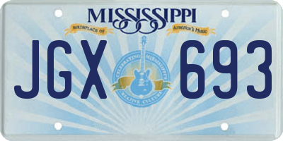 MS license plate JGX693